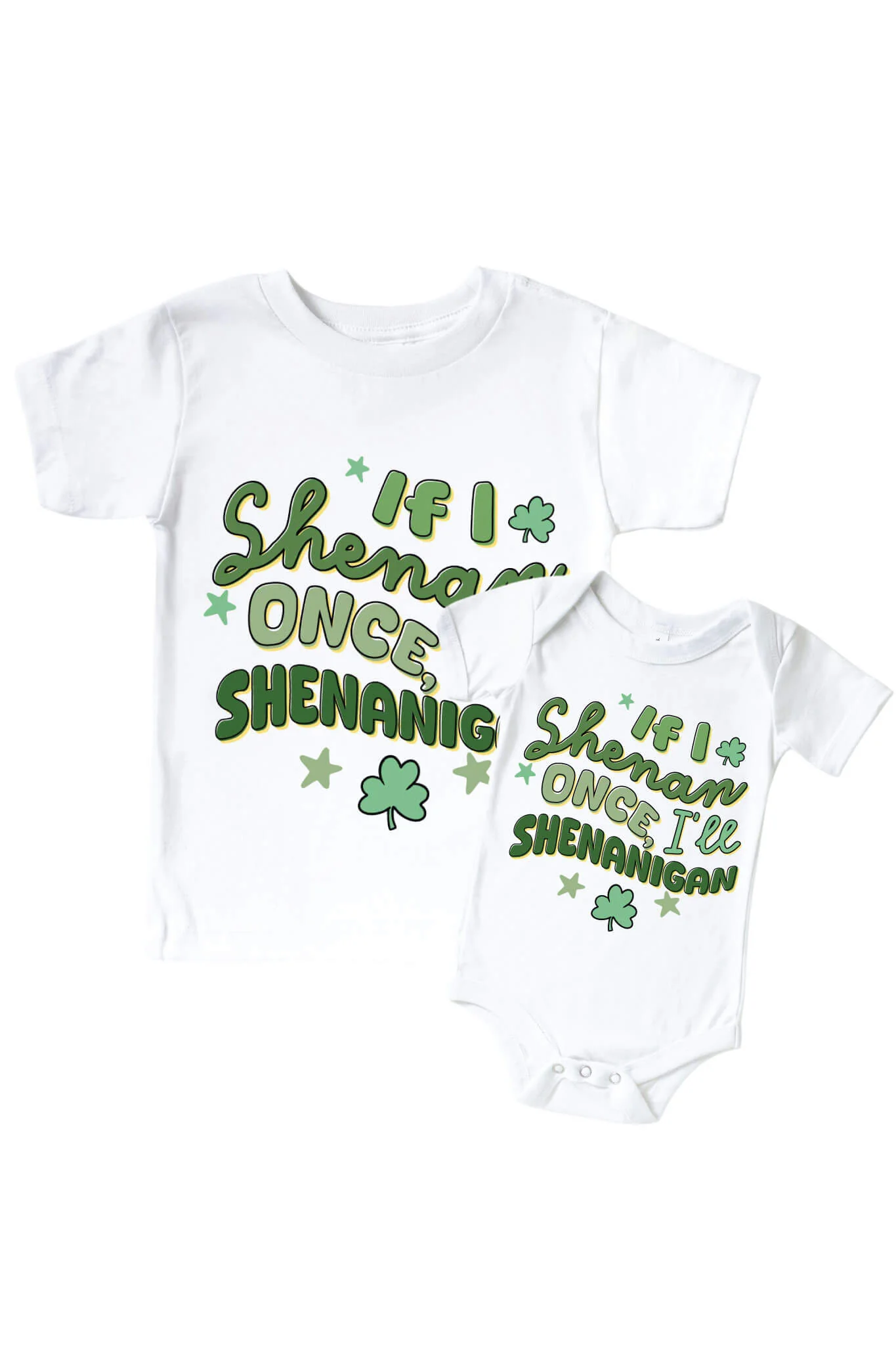 Shenanigan Graphic Bodysuit & Kids Tee | White