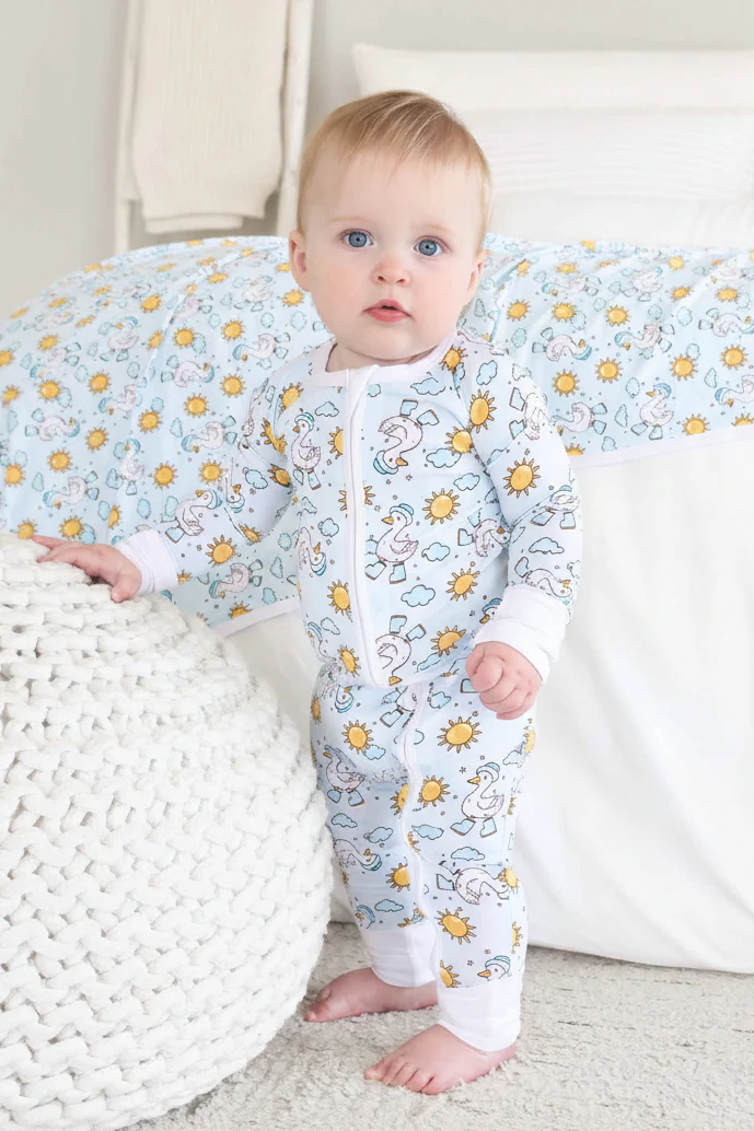 Silly Goose Convertible Zip Romper | Blue