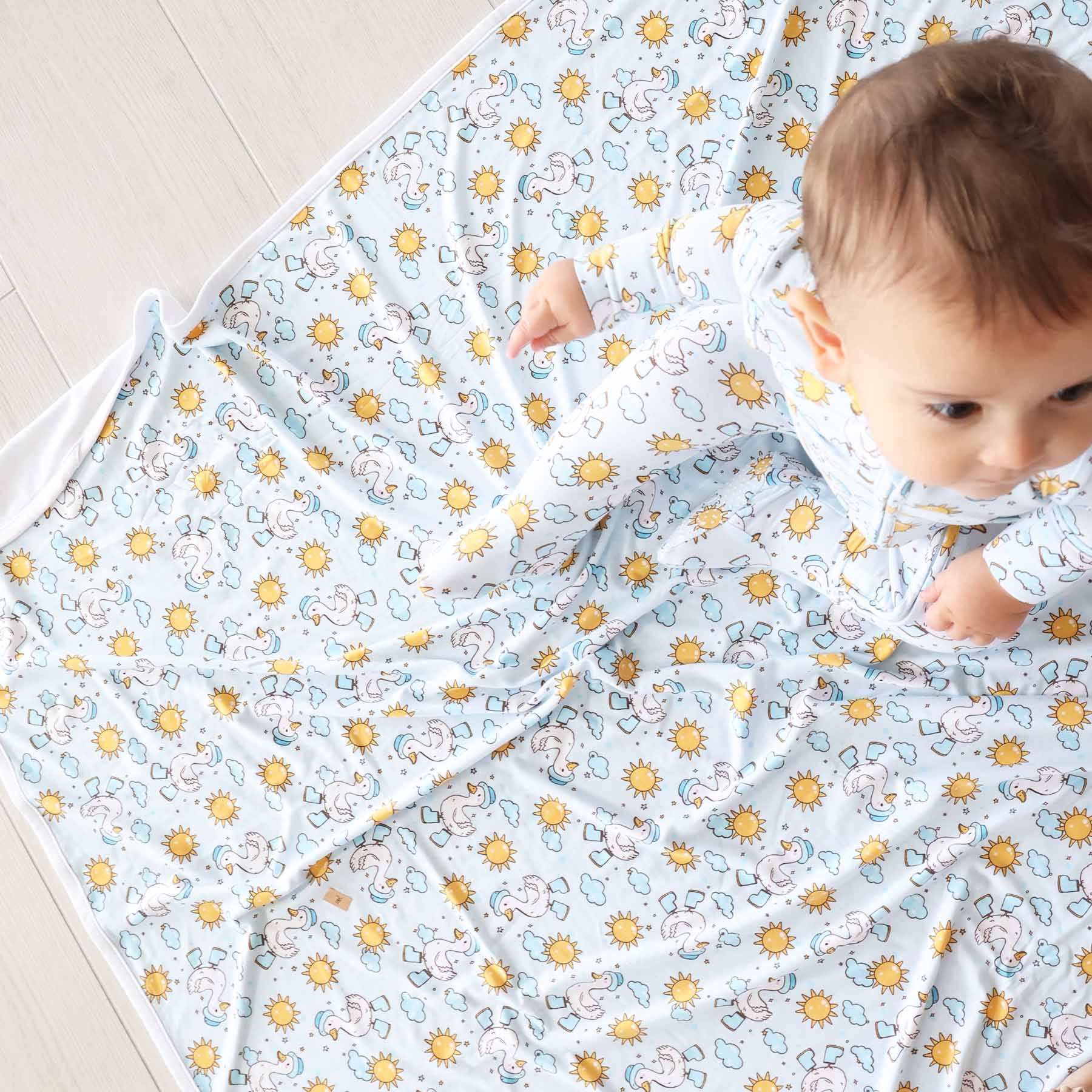 Silly Goose Double Sided Bamboo Blanket | Blue - Image 3
