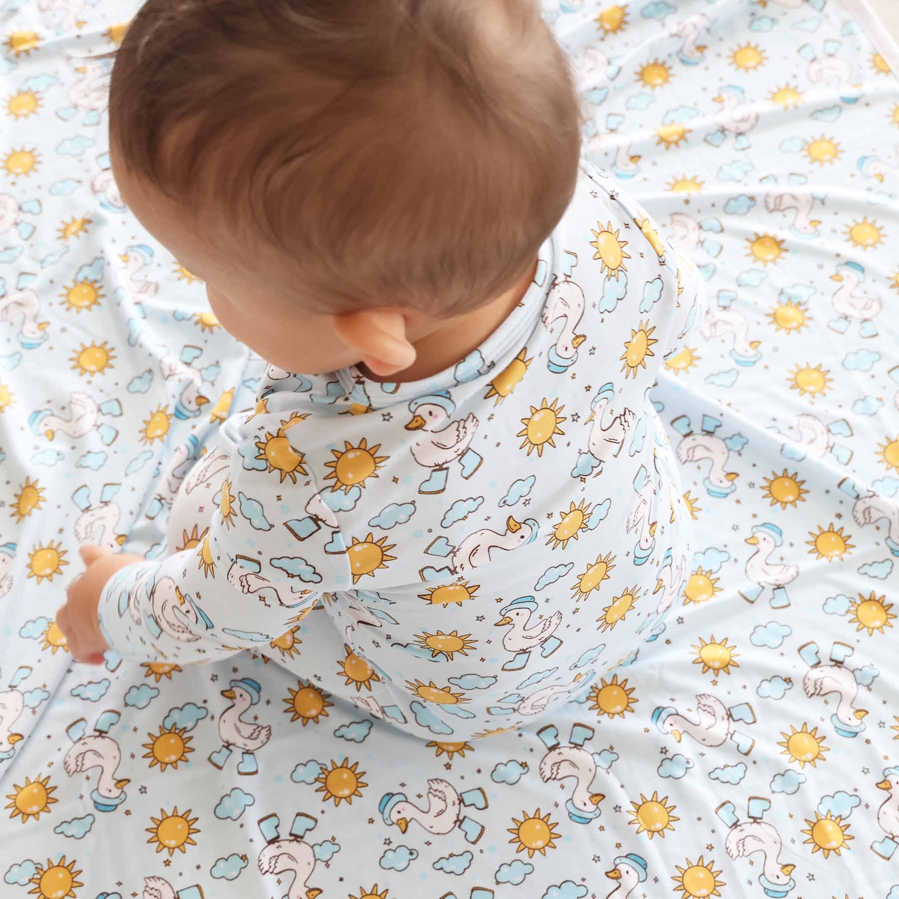 Silly Goose Double Sided Bamboo Blanket | Blue - Image 5