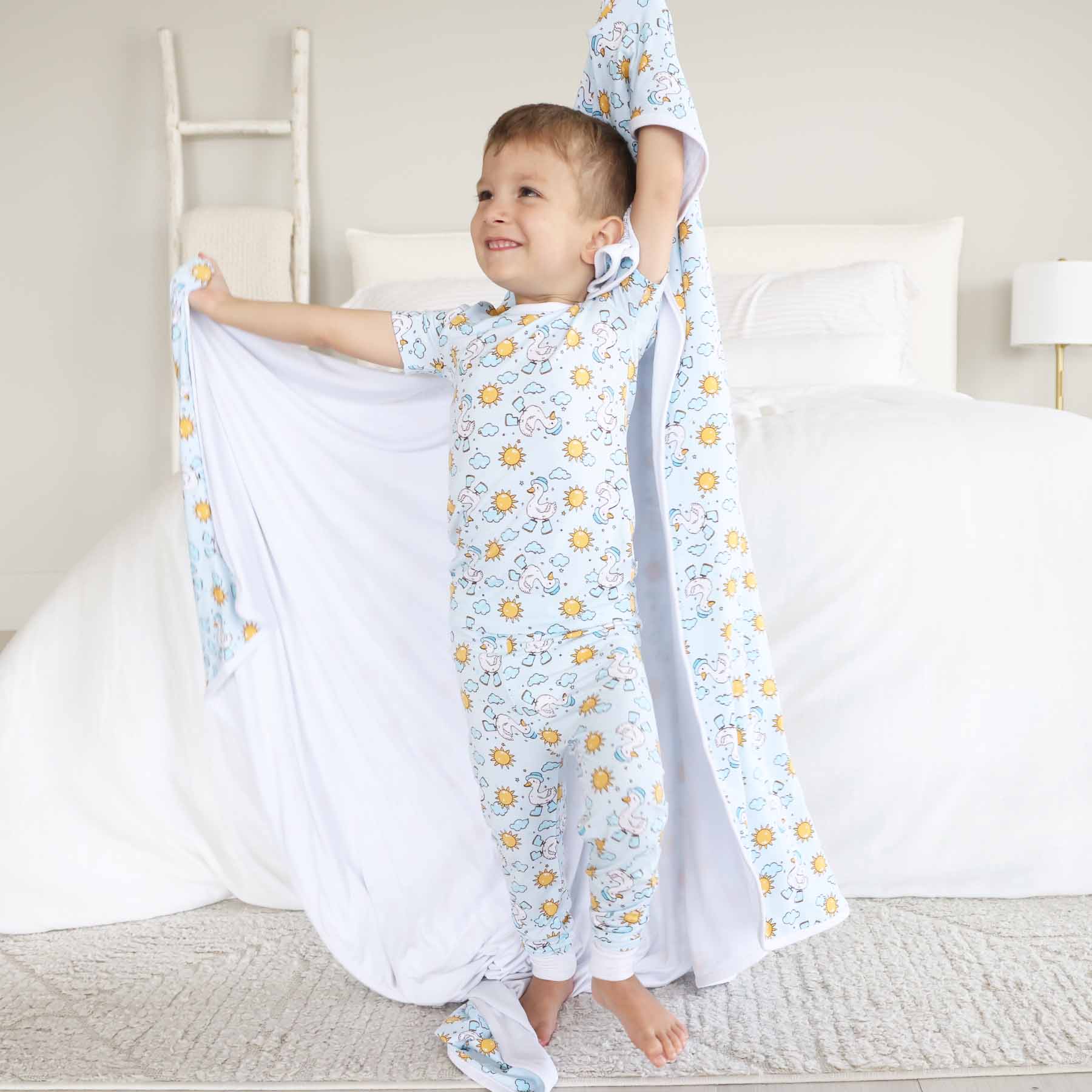 Silly Goose Double Sided Bamboo Blanket | Blue - Image 7