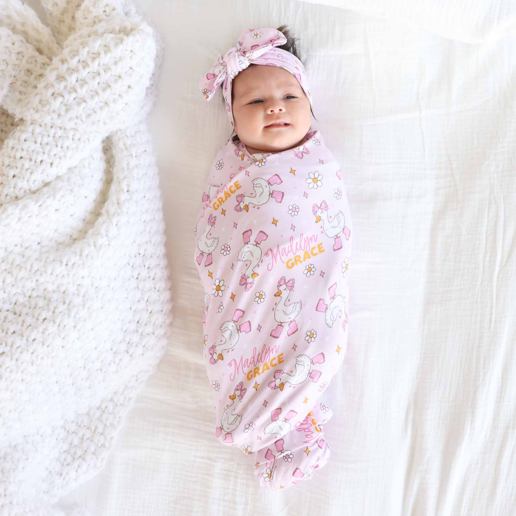 Silly Goose Personalized Swaddle Blanket | Pink - Image 2
