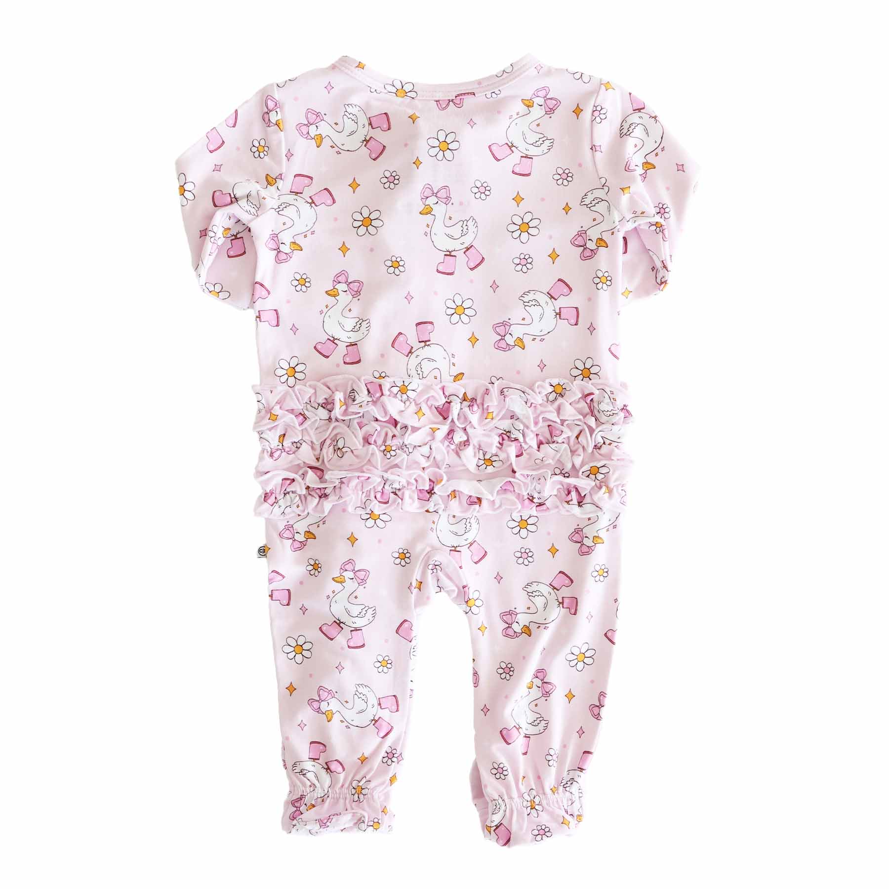 Silly Goose Ruffle Zipper Footie | Pink - Image 3