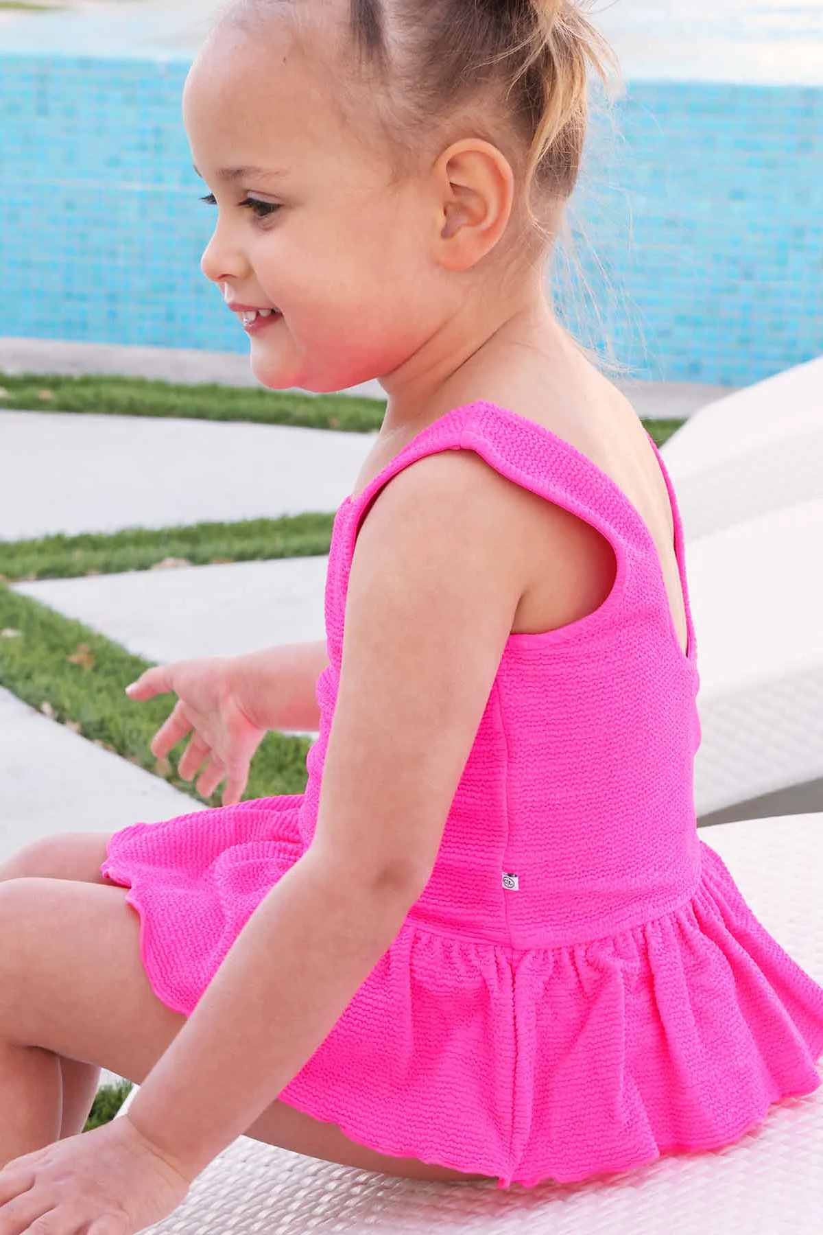 Crinkle One-Piece with Skirt | Neon Pink - Image 10