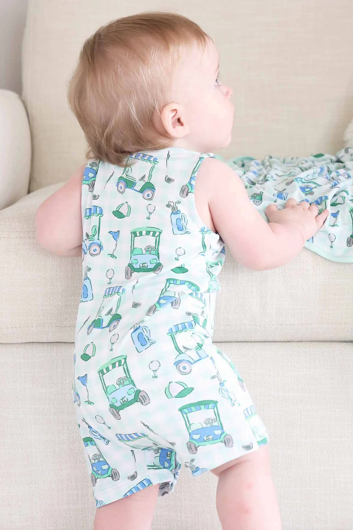 Sleeveless Snap Romper | Birdie Babes Green - Image 5