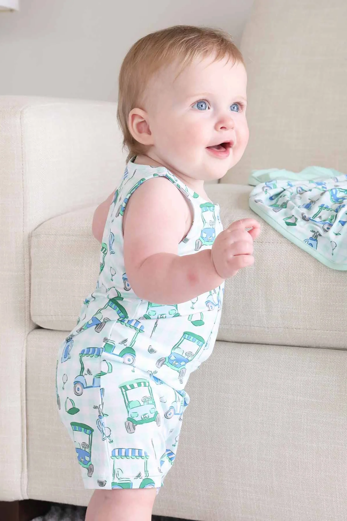 Sleeveless Snap Romper | Birdie Babes Green - Image 6