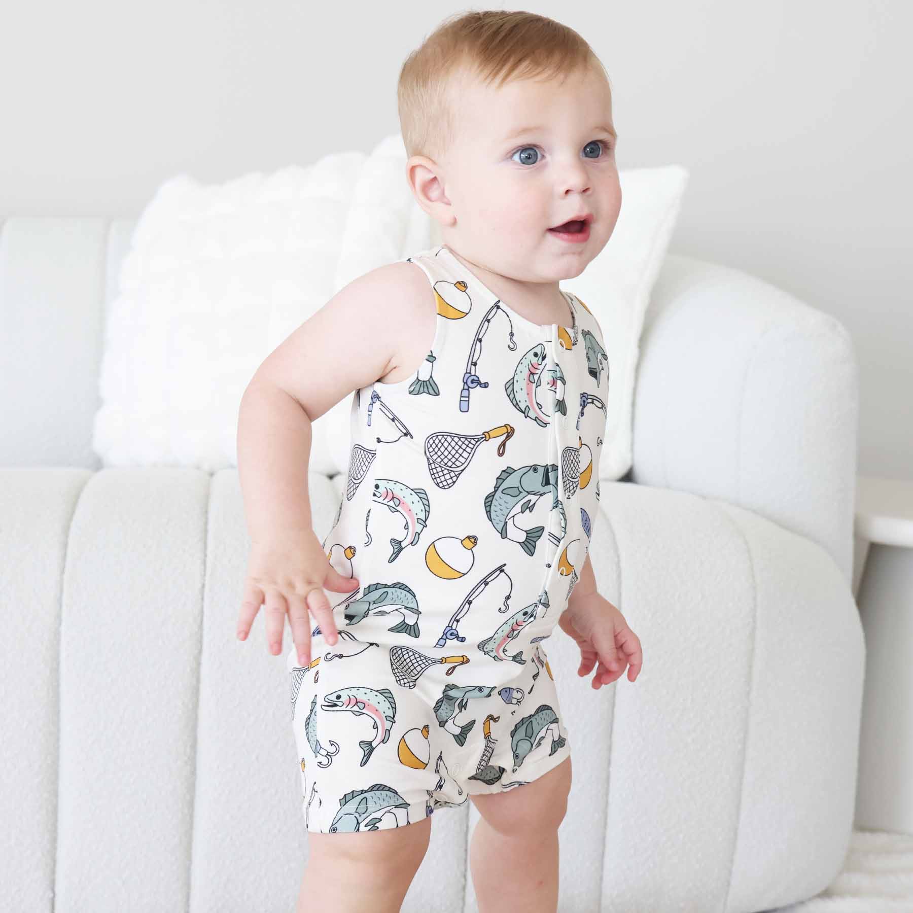 Sleeveless Snap Romper | Catch of the Day - Image 9
