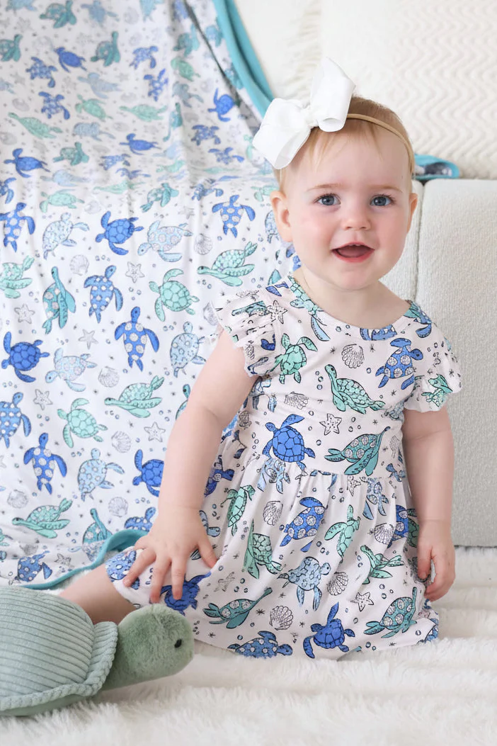 Sleeveless Twirl Bodysuit | Sea Turtle Splash