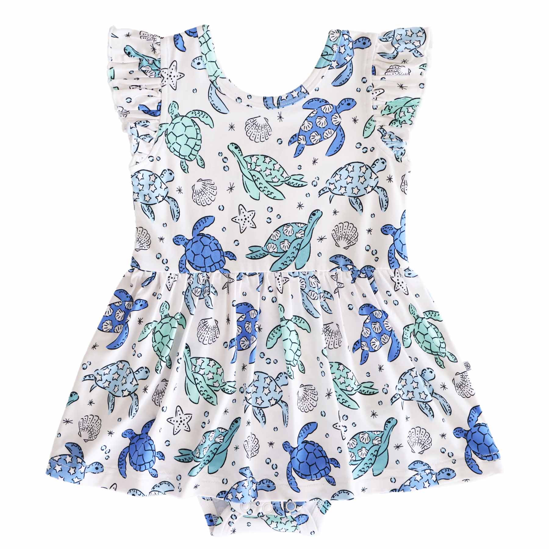 Sleeveless Twirl Bodysuit | Sea Turtle Splash - Image 2