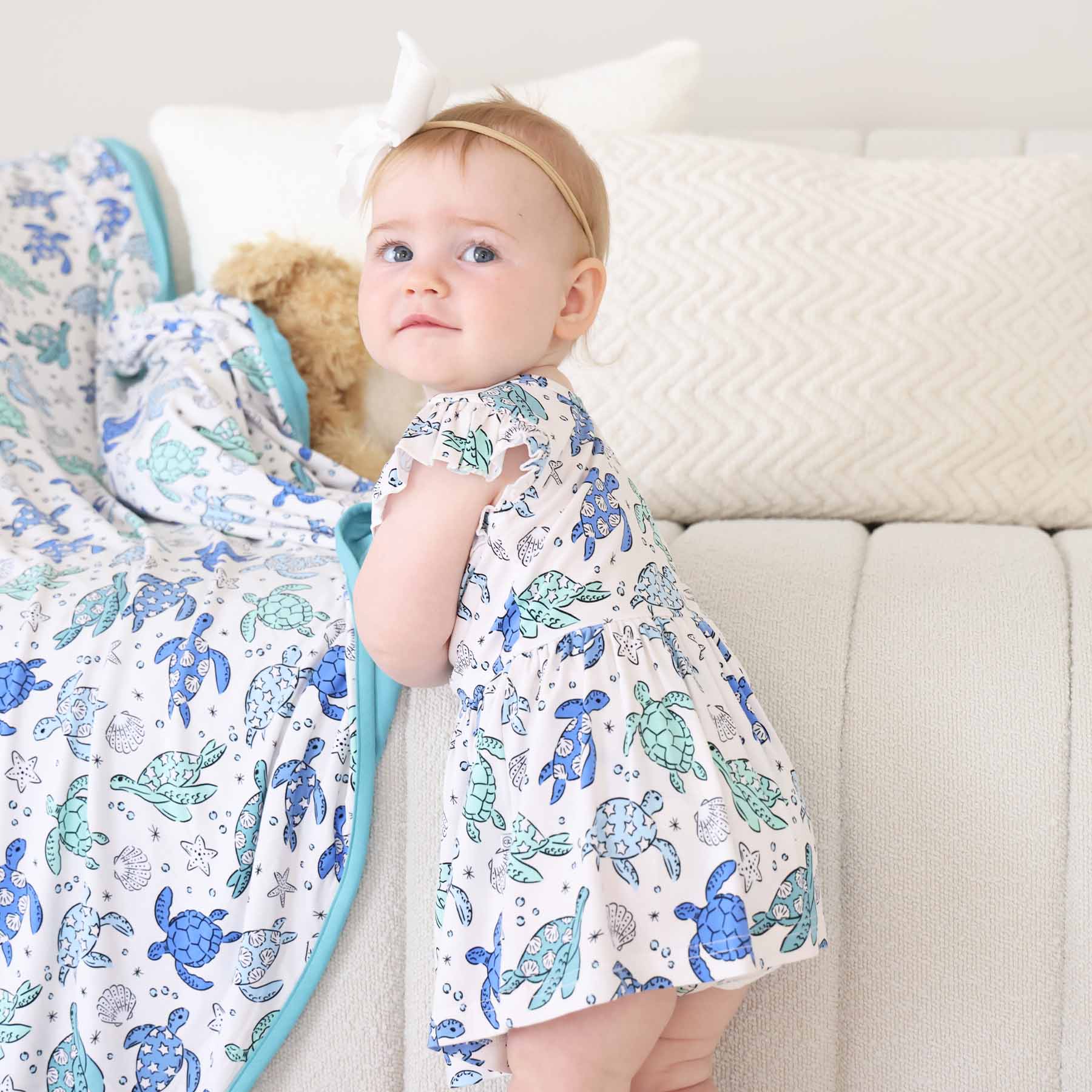 Sleeveless Twirl Bodysuit | Sea Turtle Splash - Image 4