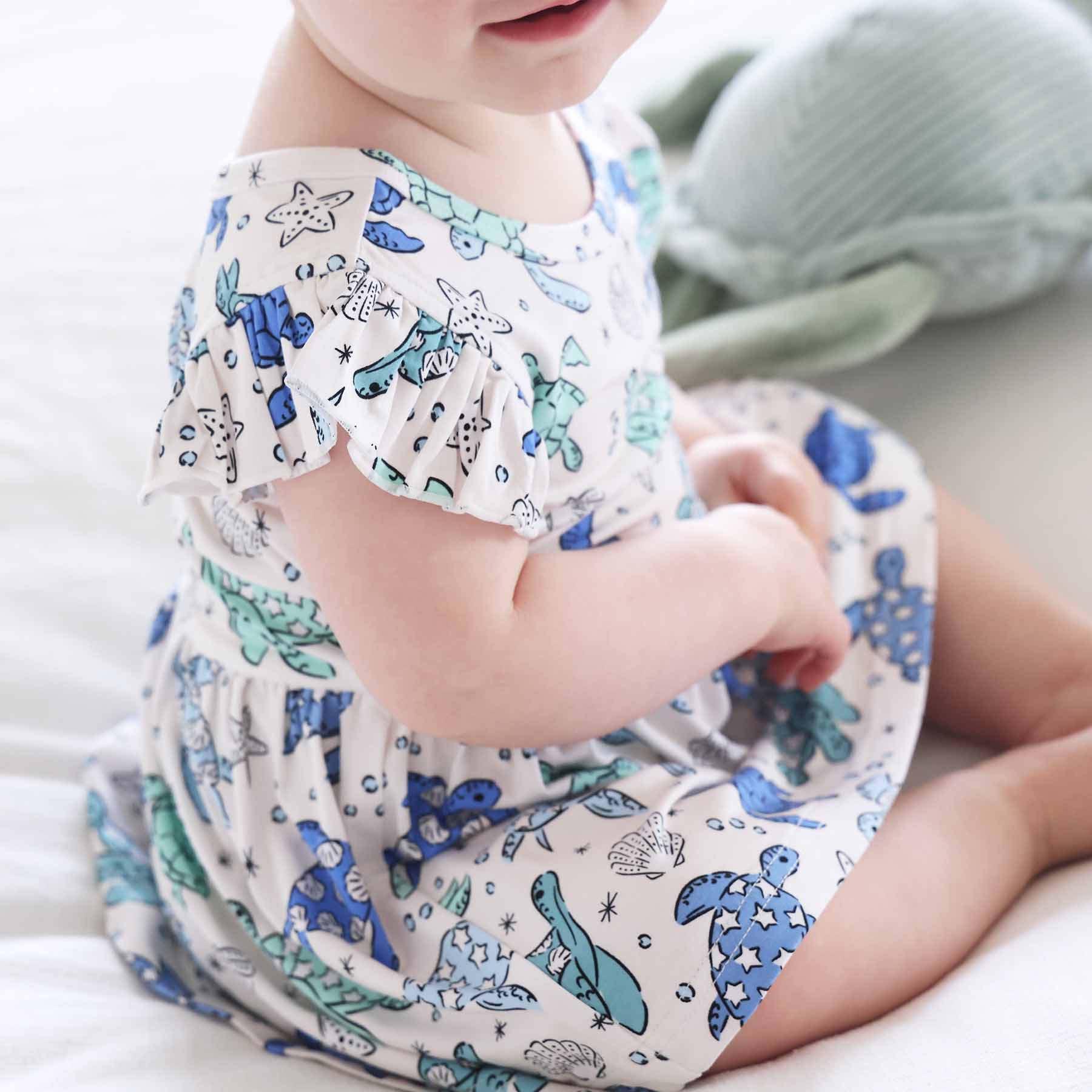 Sleeveless Twirl Bodysuit | Sea Turtle Splash - Image 5