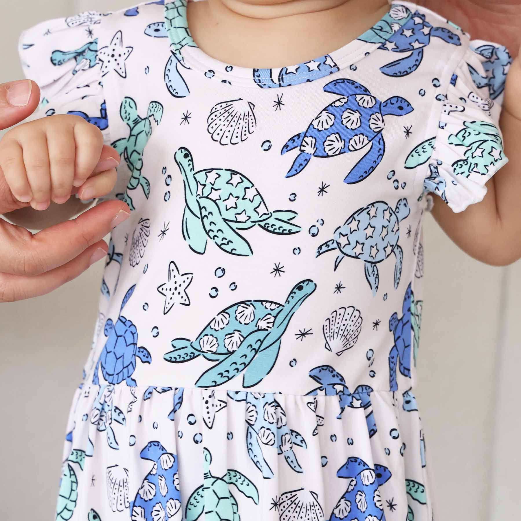 Sleeveless Twirl Bodysuit | Sea Turtle Splash - Image 6
