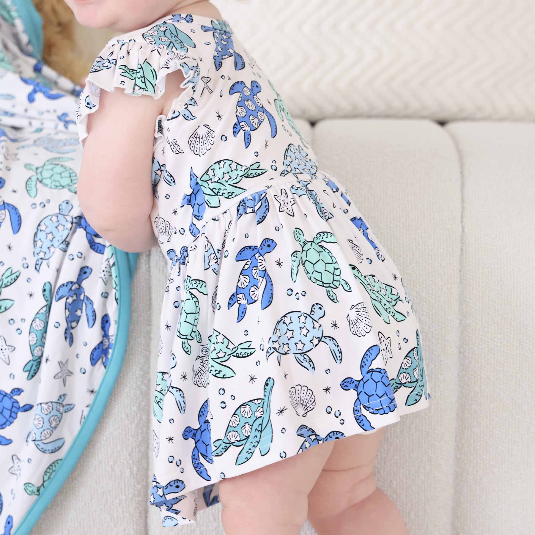 Sleeveless Twirl Bodysuit | Sea Turtle Splash - Image 8
