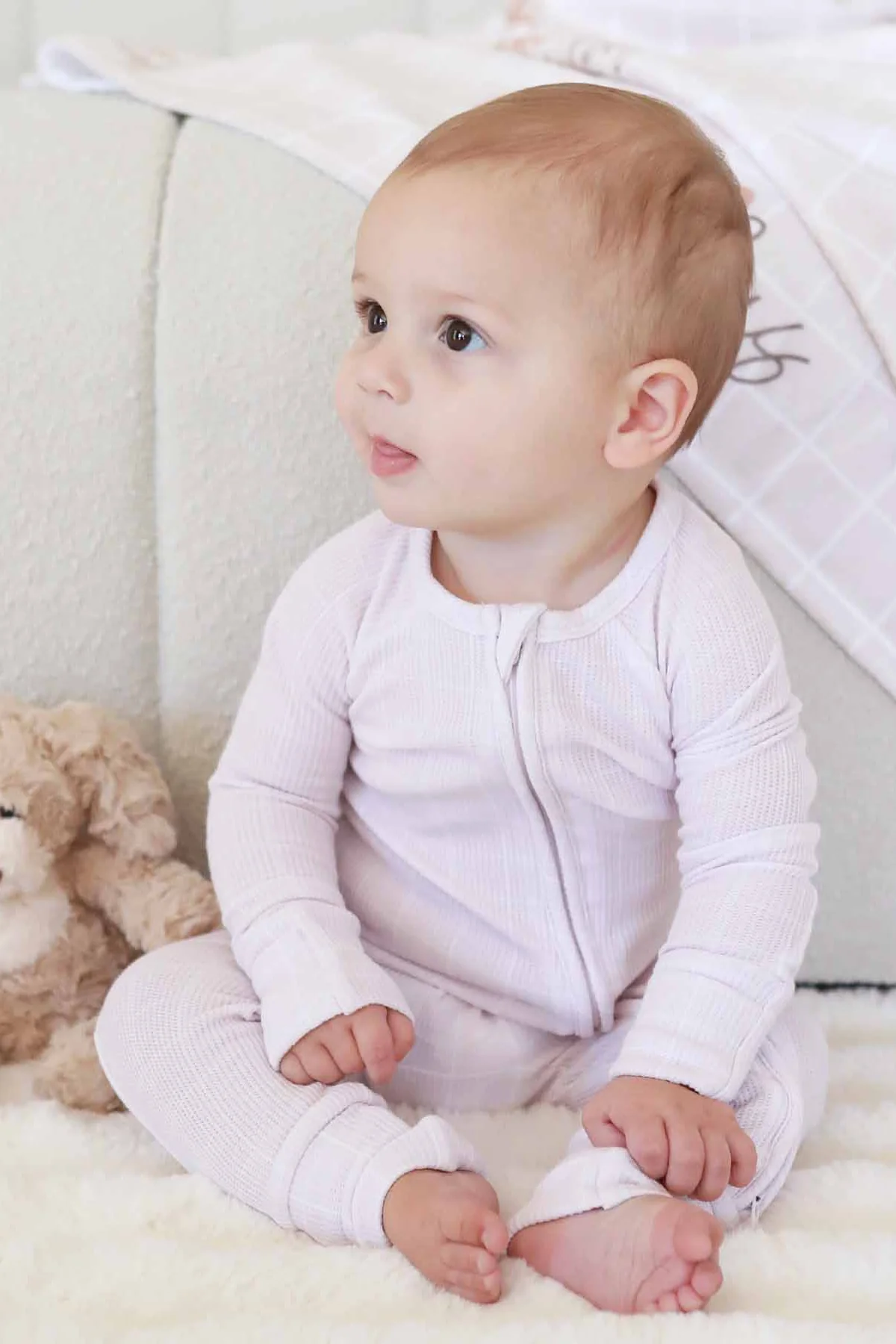 Sloane's Squares Bamboo Waffle Convertible Zip Romper - Image 4