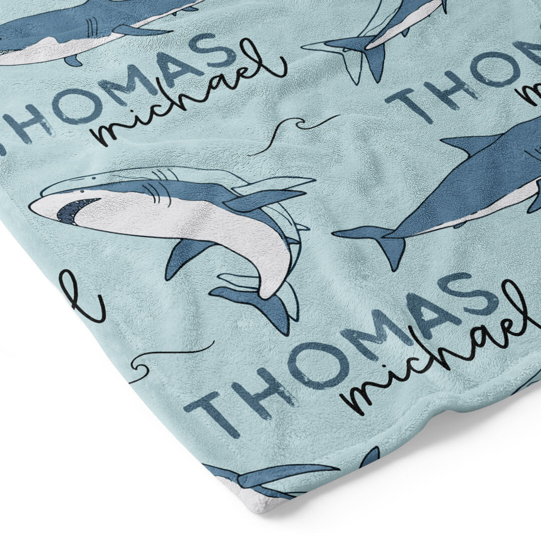Smiling Sharks Personalized Toddler Blanket - Image 7