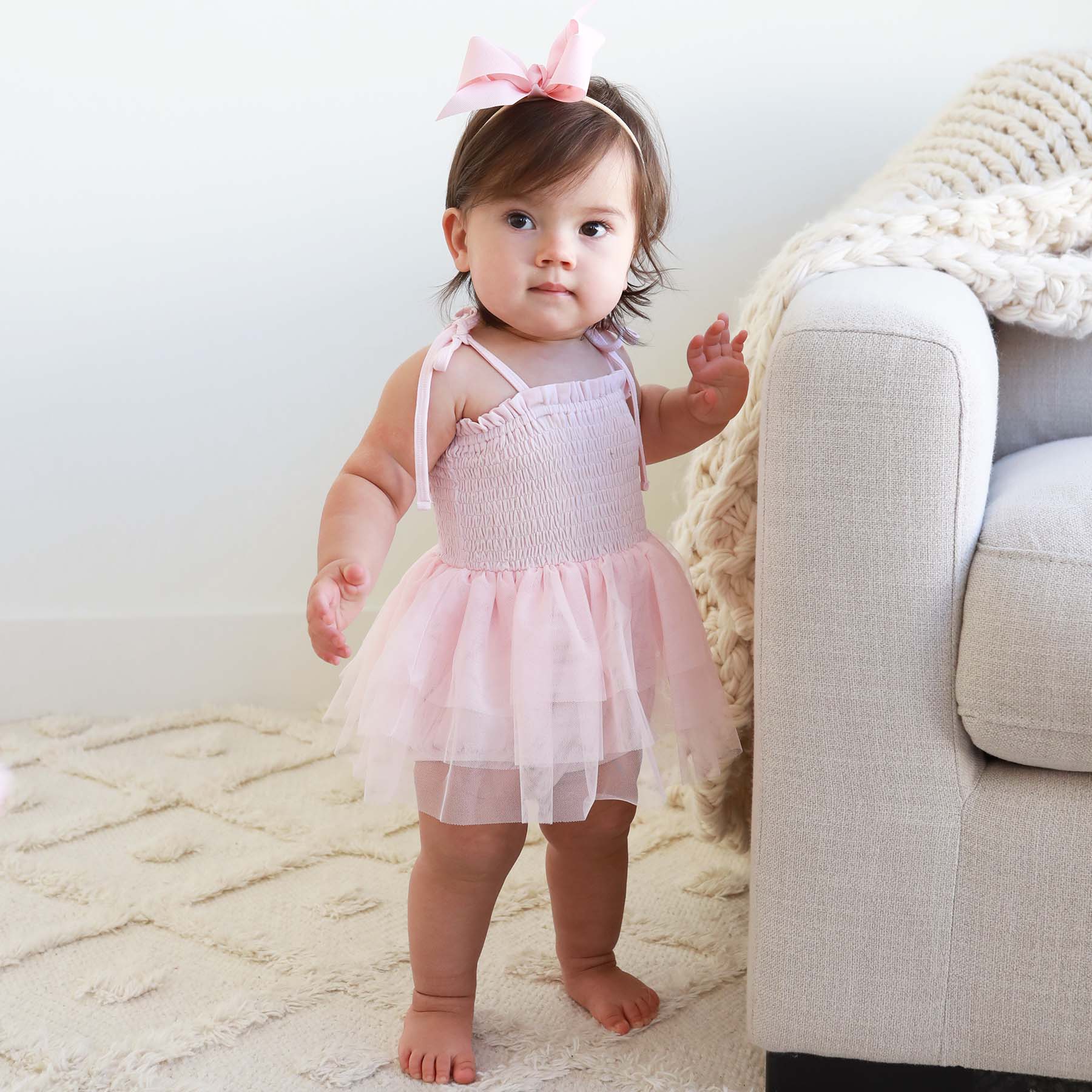 Smocked Tutu Bodysuit | Blush - Image 7