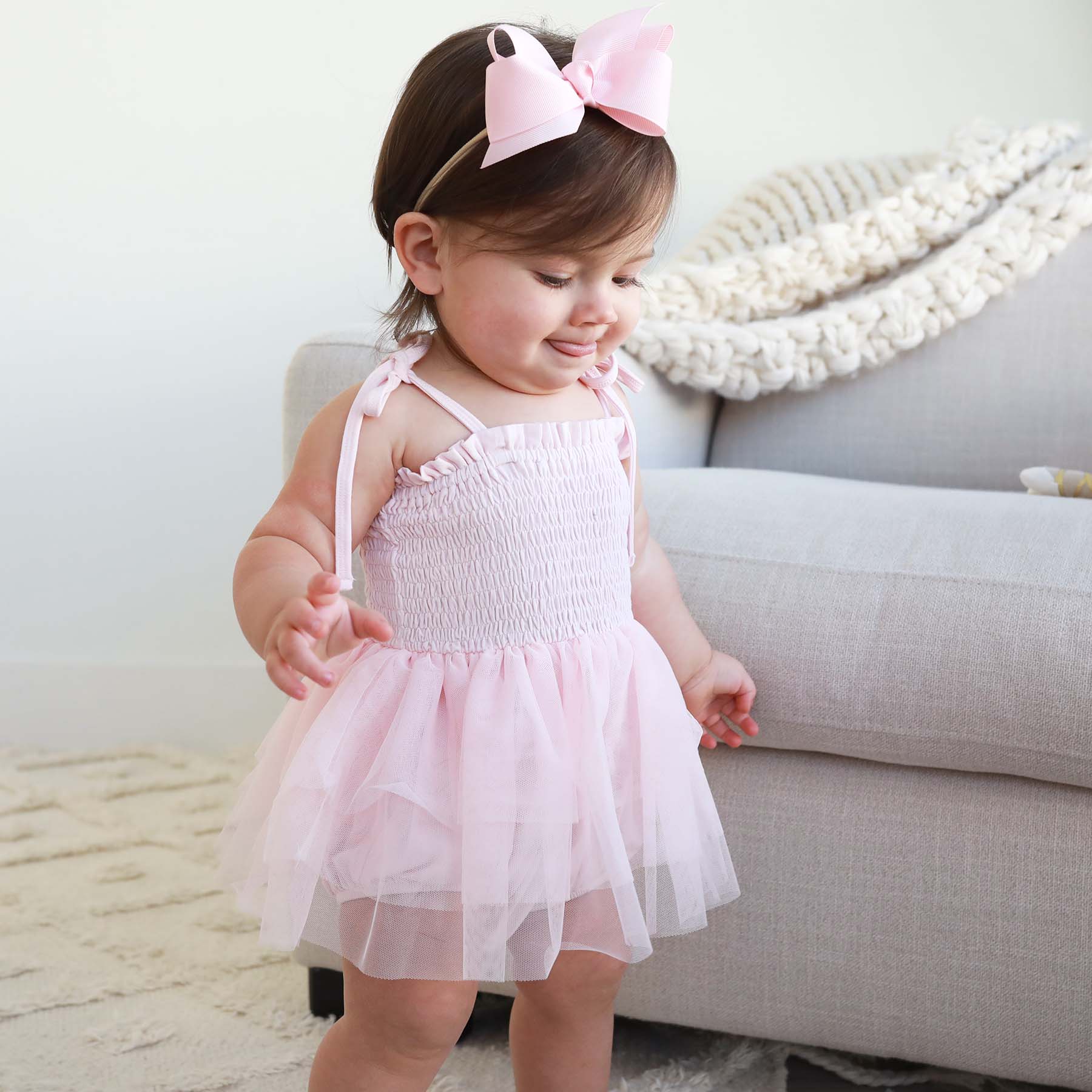 Smocked Tutu Bodysuit | Blush - Image 9
