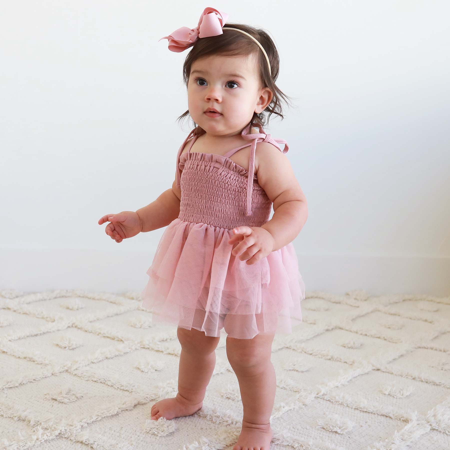 Smocked Tutu Bodysuit | Mauve - Image 12