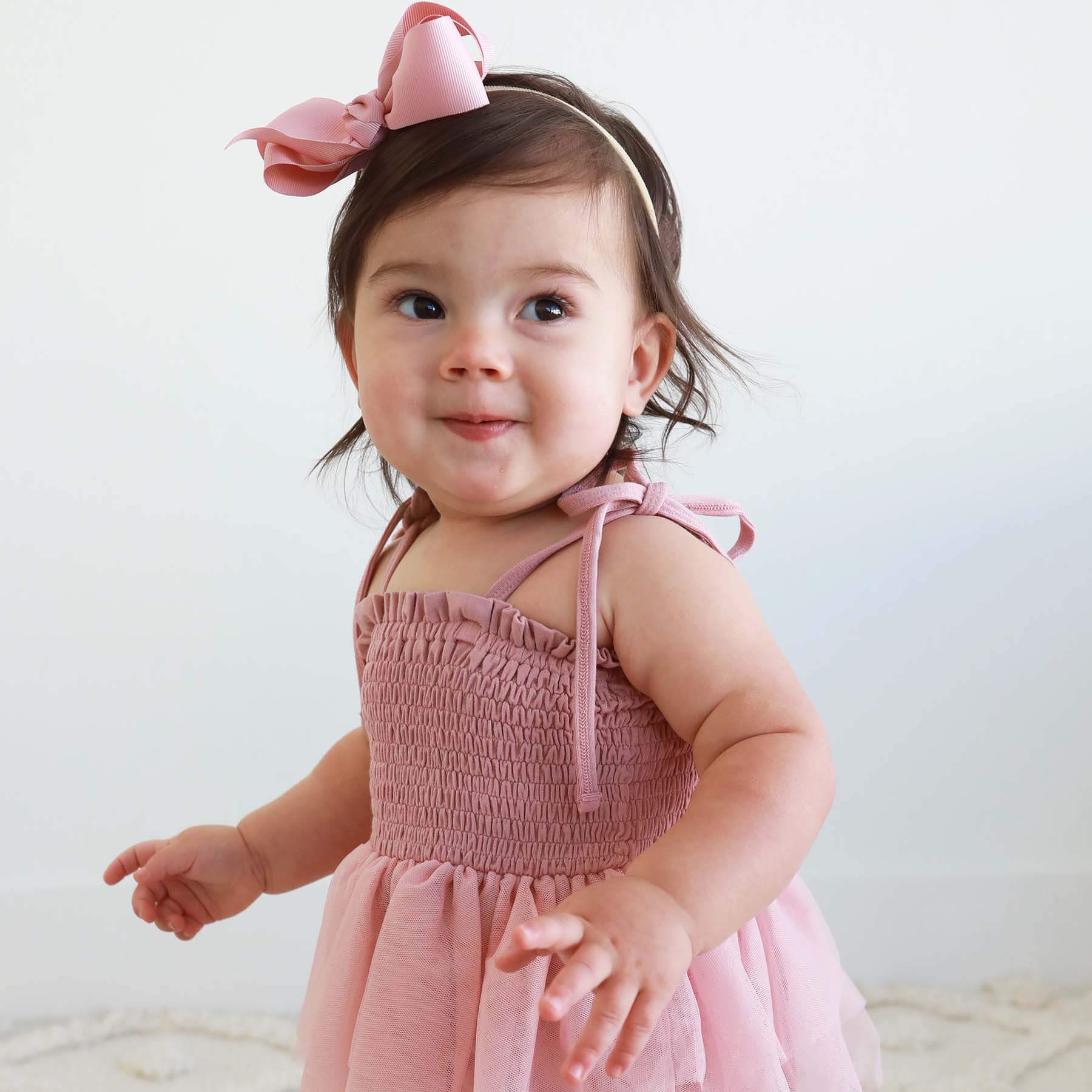 Smocked Tutu Bodysuit | Mauve - Image 8