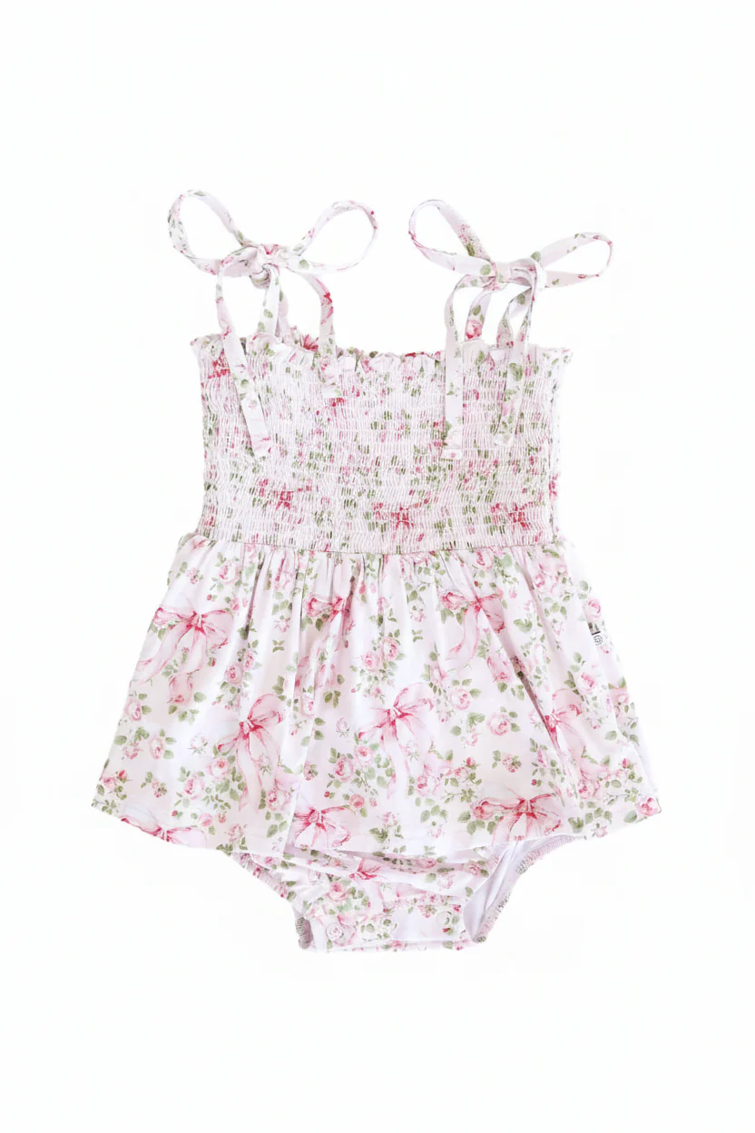 Smocked Twirl Bodysuit | Bows in Bloom - Image 2