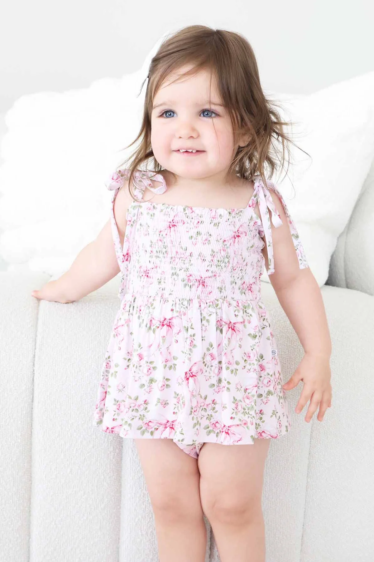 Smocked Twirl Bodysuit | Bows in Bloom - Image 4