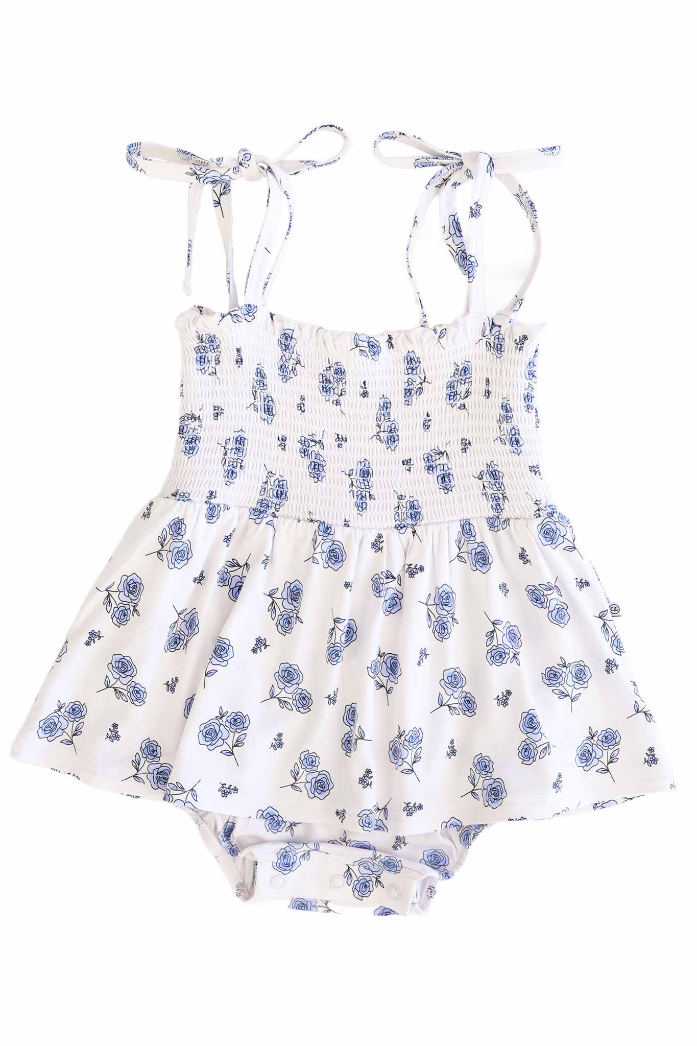 Smocked Twirl Bodysuit | Sapphire Garden - Image 2