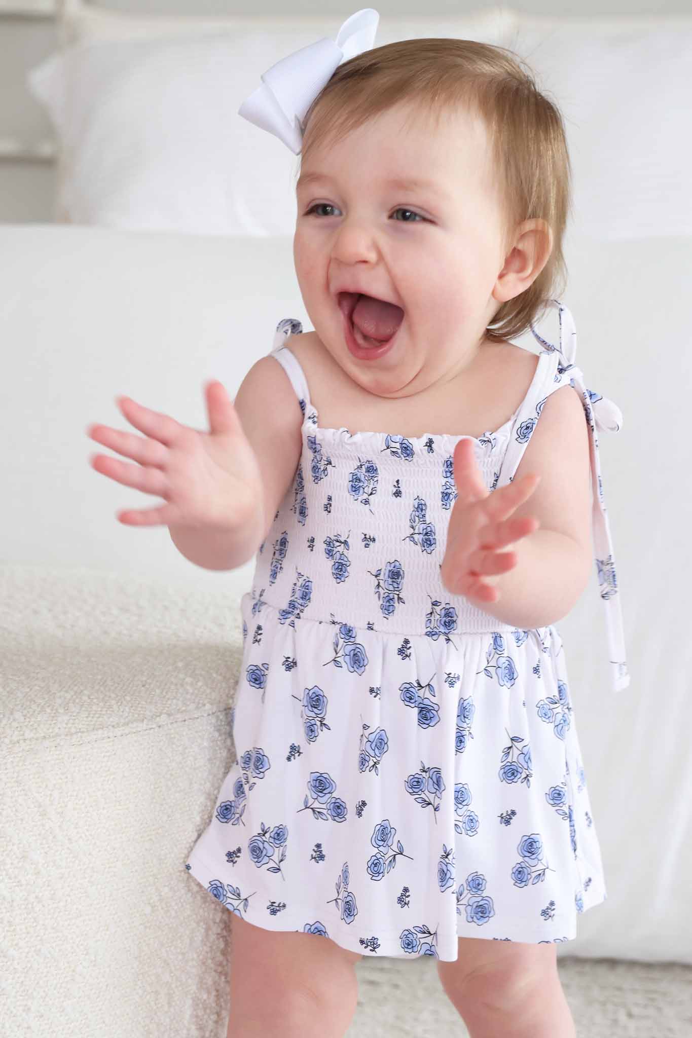 Smocked Twirl Bodysuit | Sapphire Garden - Image 4