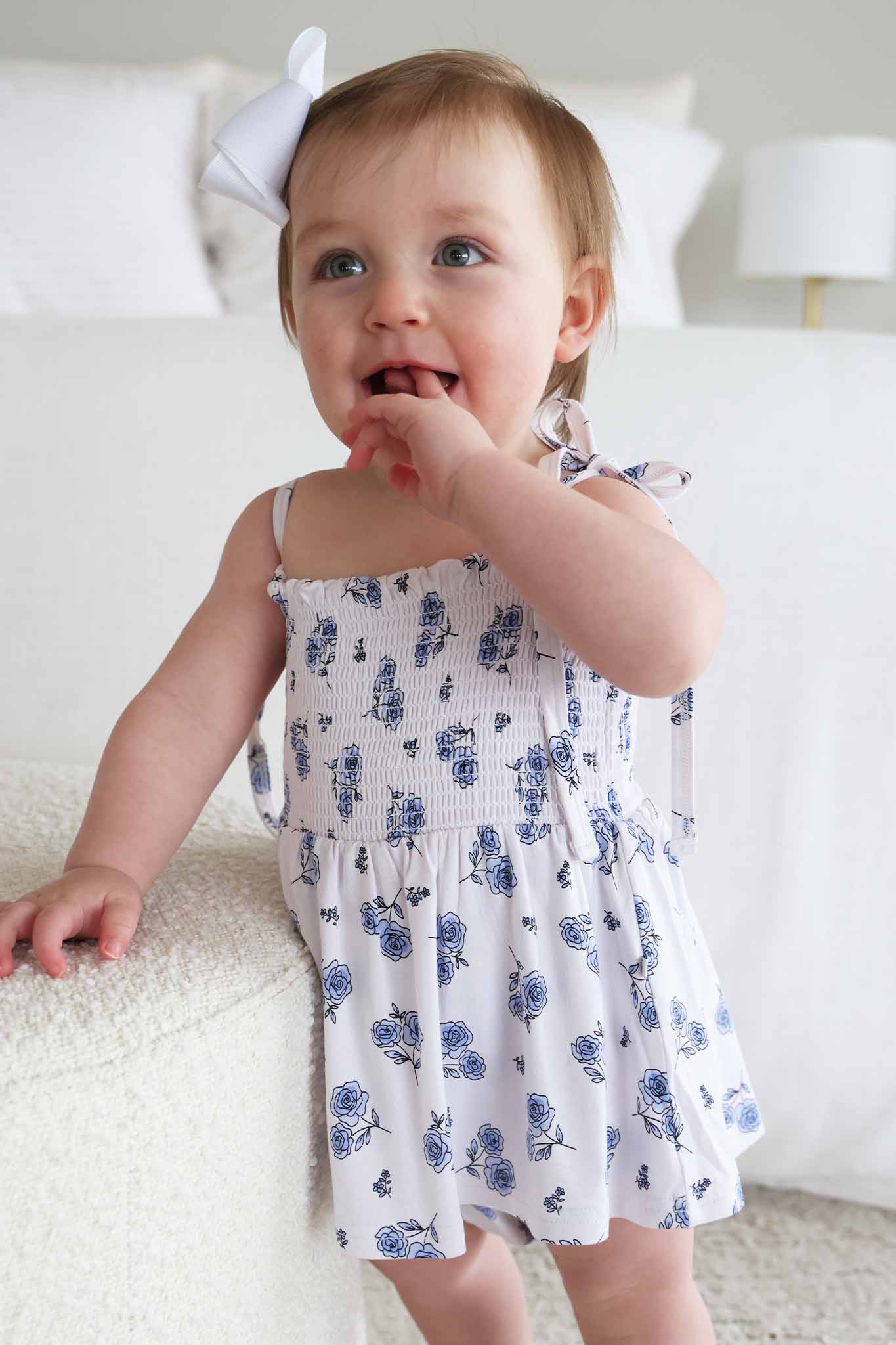 Smocked Twirl Bodysuit | Sapphire Garden - Image 7