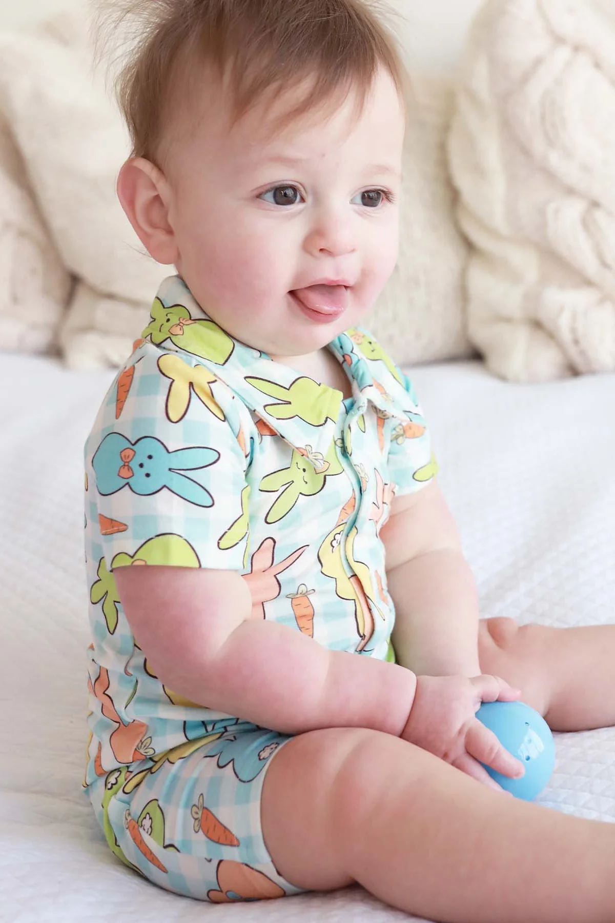 Snuggle Bunny Button Romper | Blue - Image 6