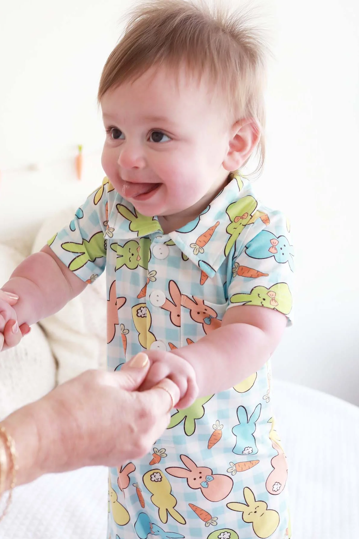 Snuggle Bunny Button Romper | Blue - Image 8