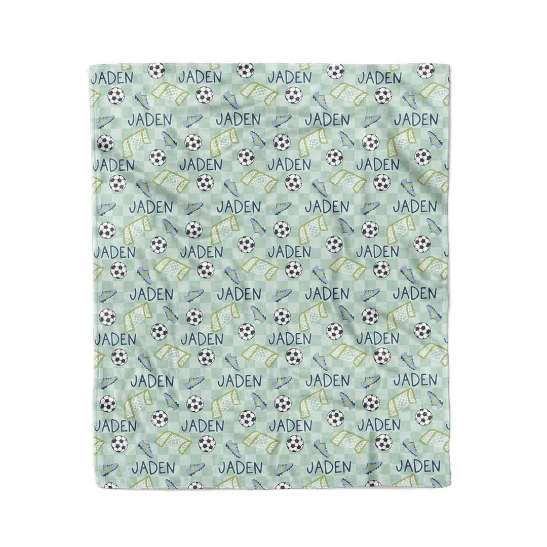Soccer Star Personalized Kids Blanket | Green - Image 7
