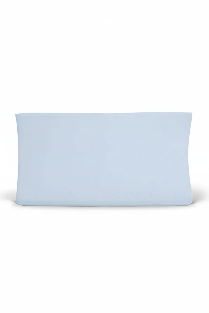 Solid Baby Blue Bamboo Changing Pad Cover