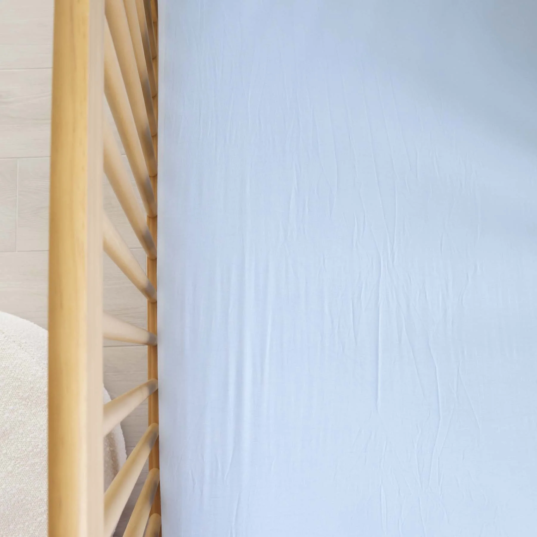 Solid Baby Blue Bamboo Crib Sheet - Image 3