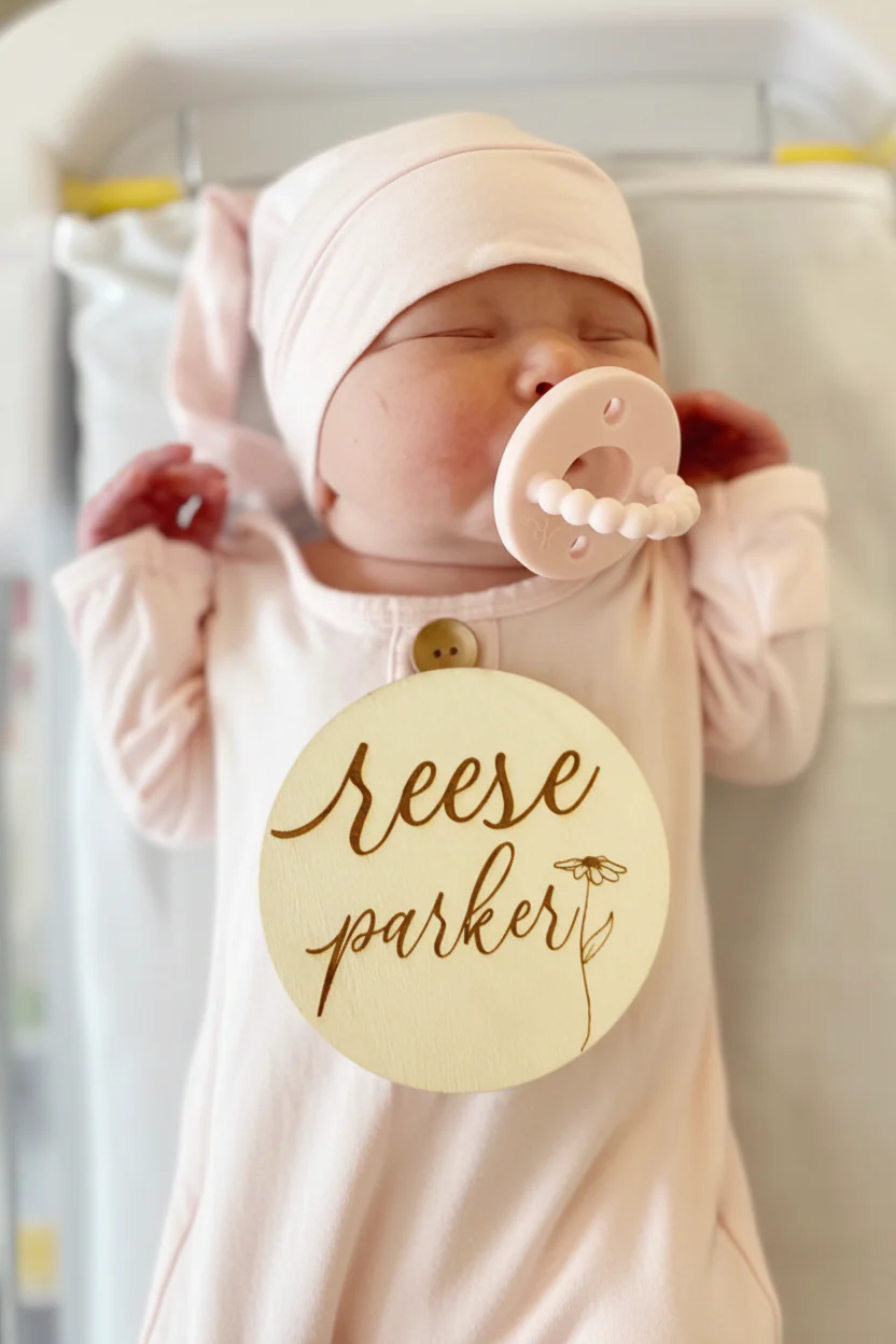 Solid Blush Bamboo Baby Knot Gown & Hat - Image 6