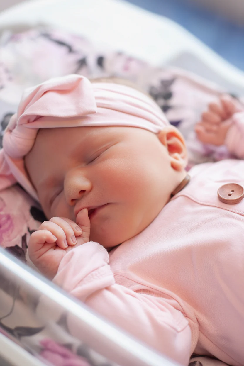 Solid Blush Bamboo Baby Knot Gown & Hat - Image 7