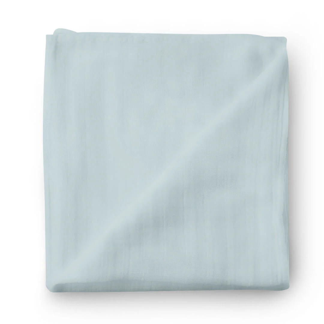 Solid Light Dusty Blue Bamboo Knit Swaddle Blanket - Image 2