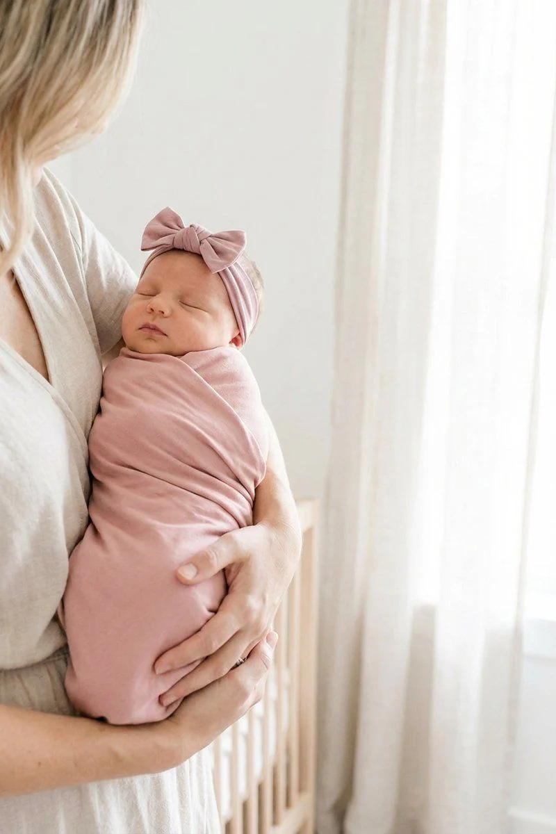Solid Mauve Bamboo Knit Swaddle Blanket
