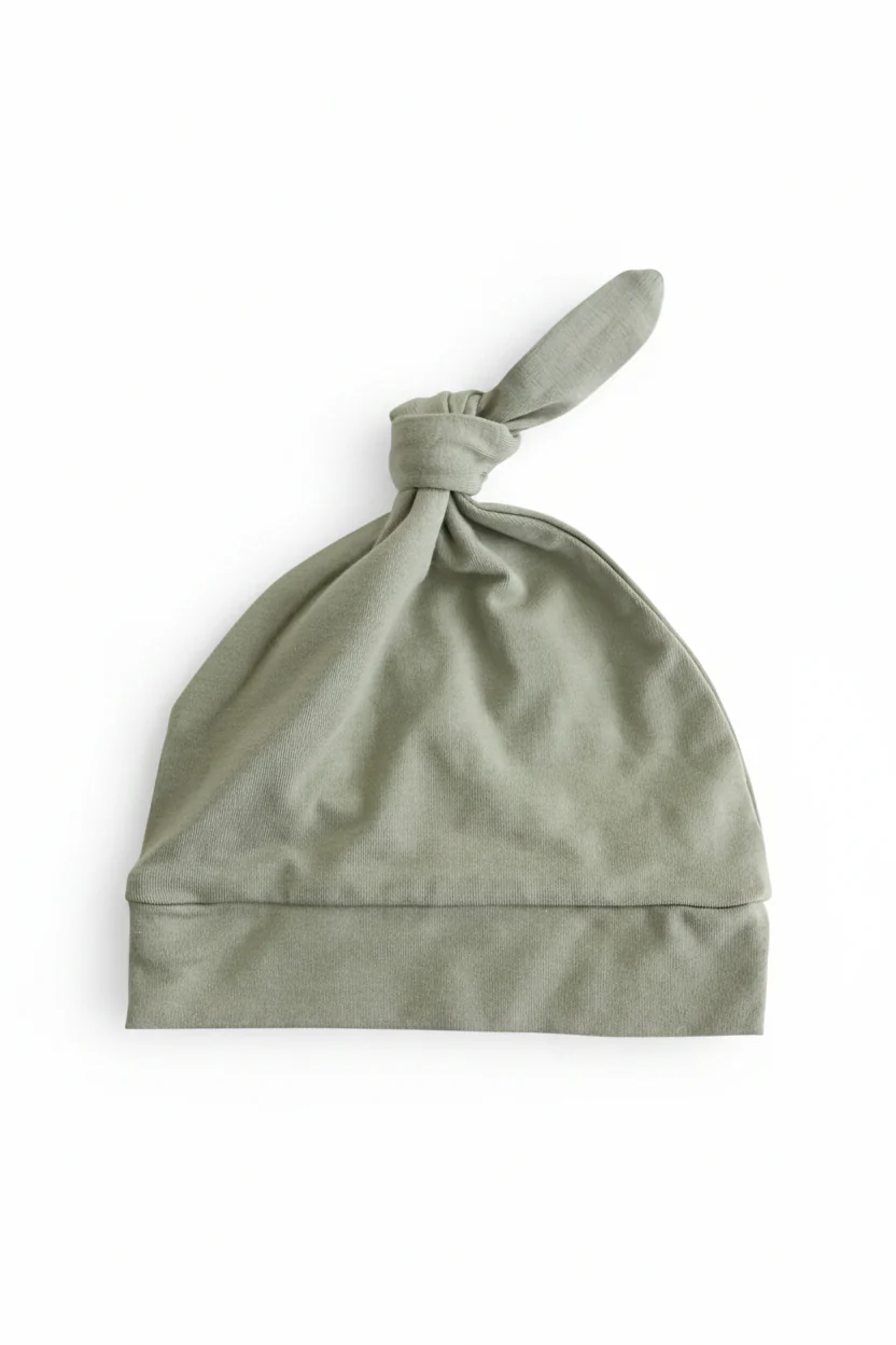 Solid Moss Bamboo Knotted Hat