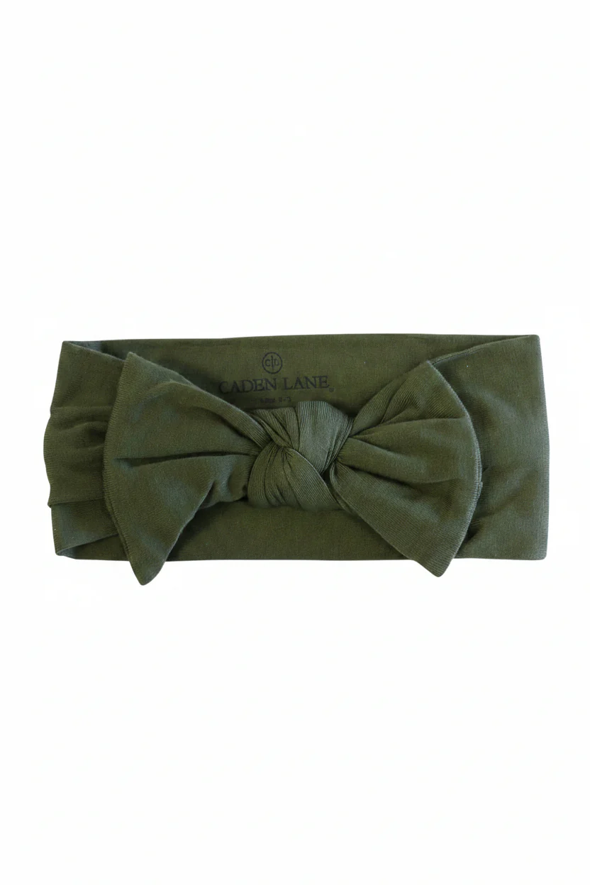 Solid Olive Knit Large Bow Headwrap