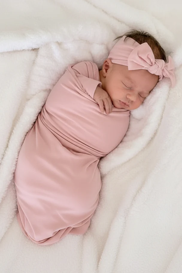 Solid Petal Pink Bamboo Knit Swaddle Blanket