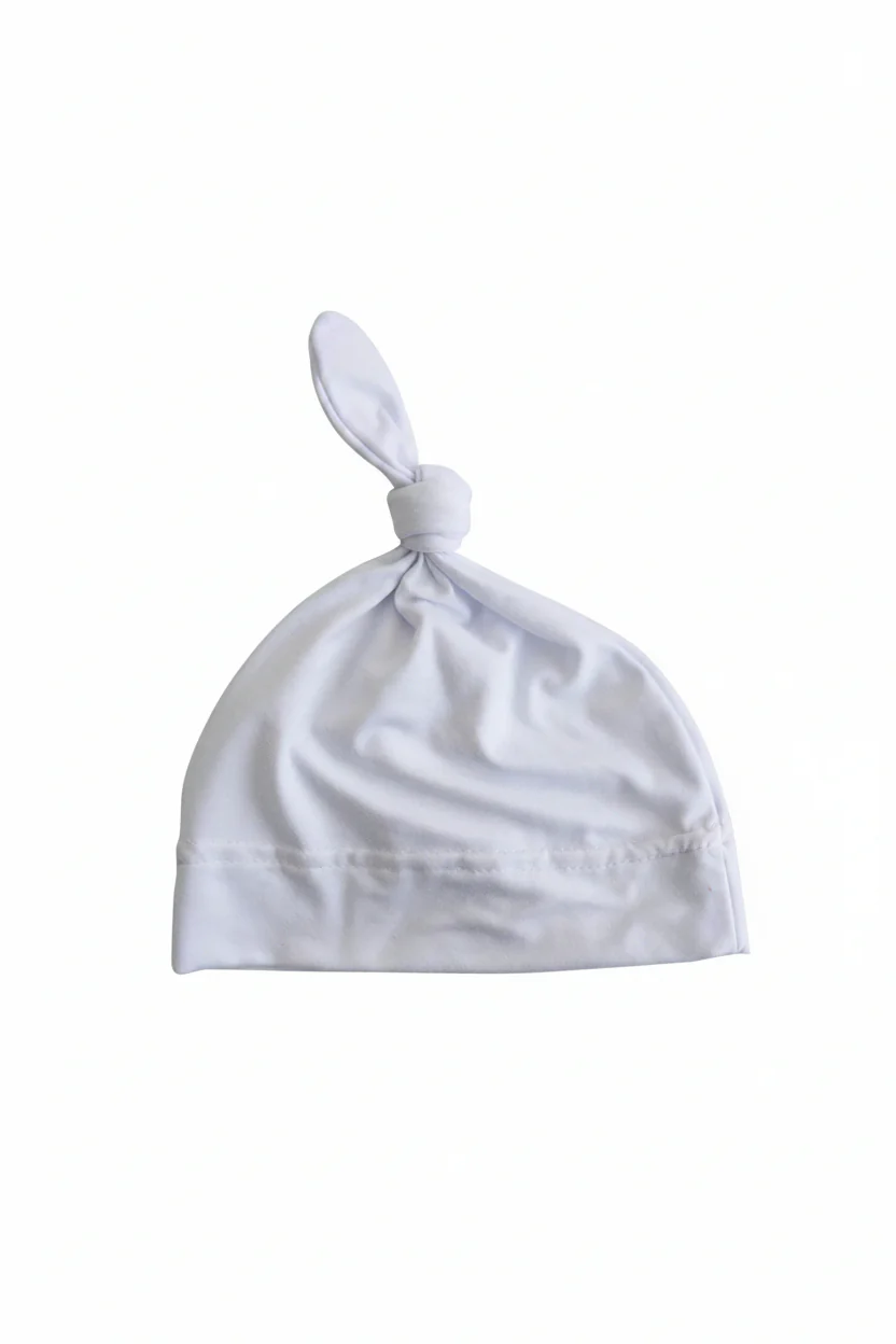 Solid White Bamboo Knotted Hat
