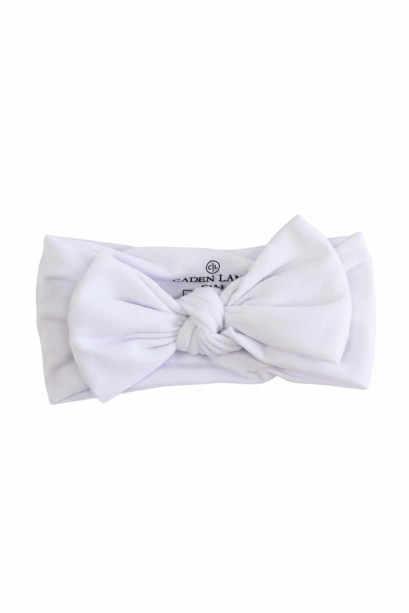 Solid White Knit Large Bow Headwrap