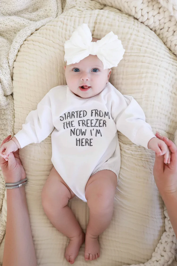 Started From The Freezer Graphic Sweatshirt Bubble Romper | White - Image 3