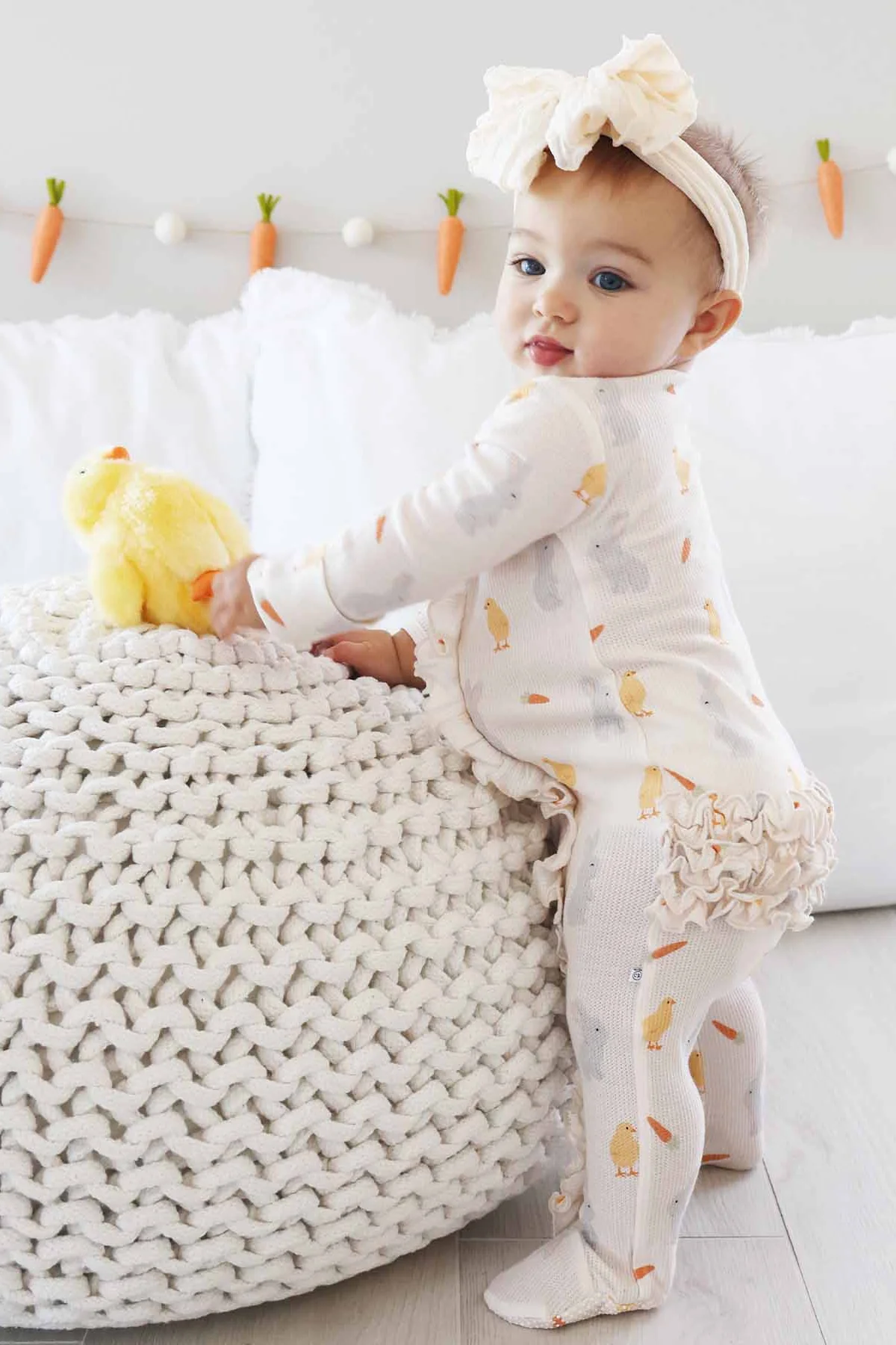 Sweet Peep Bamboo Waffle Ruffle Zipper Footie