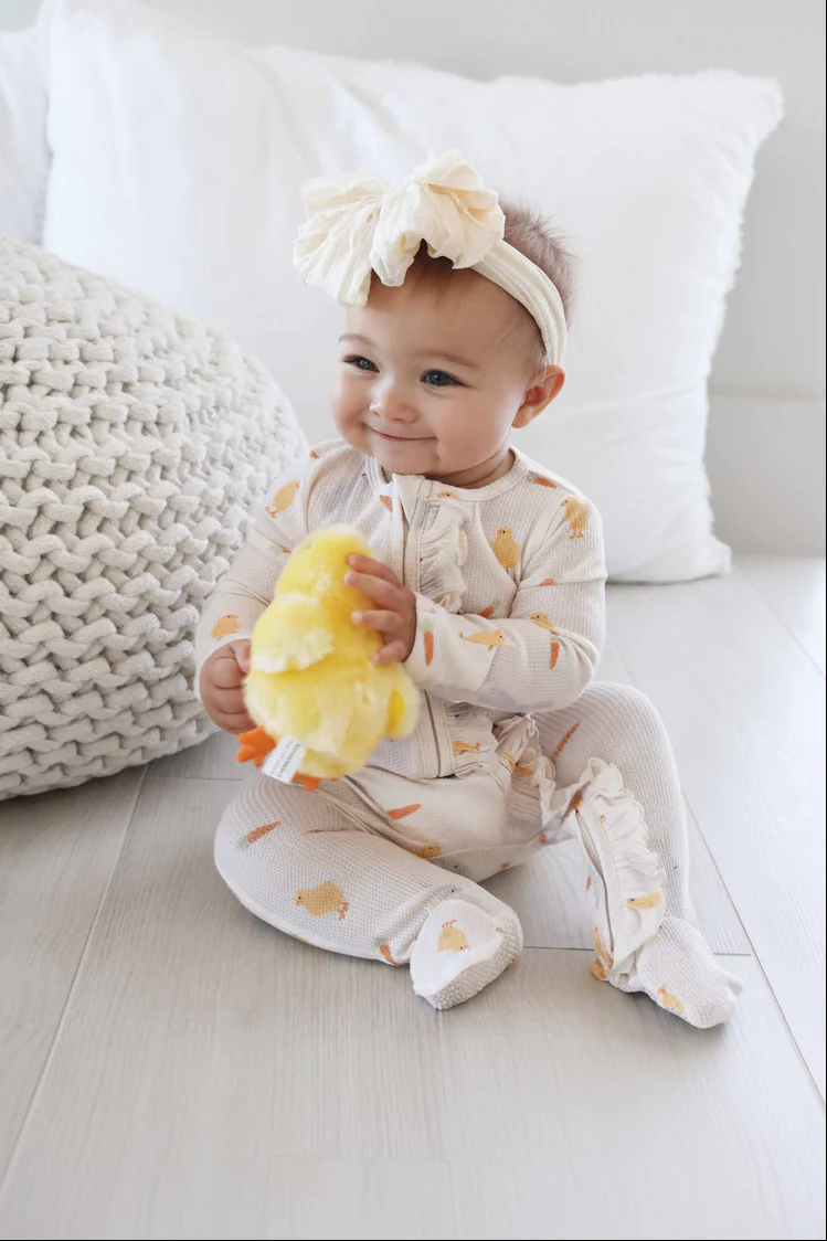 Sweet Peep Bamboo Waffle Ruffle Zipper Footie - Image 20