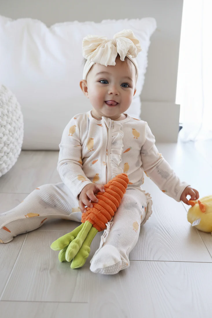 Sweet Peep Bamboo Waffle Ruffle Zipper Footie - Image 22