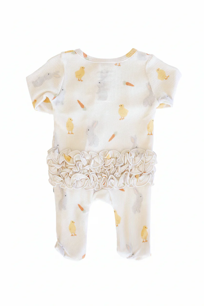 Sweet Peep Bamboo Waffle Ruffle Zipper Footie - Image 7