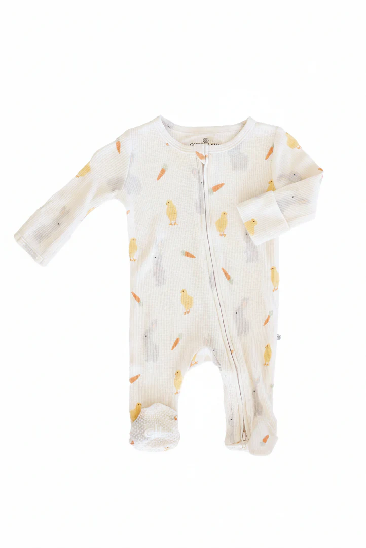 Sweet Peep Bamboo Waffle Zipper Footie - Image 2
