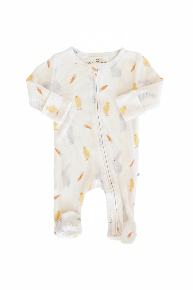 Sweet Peep Bamboo Waffle Zipper Footie - Image 6