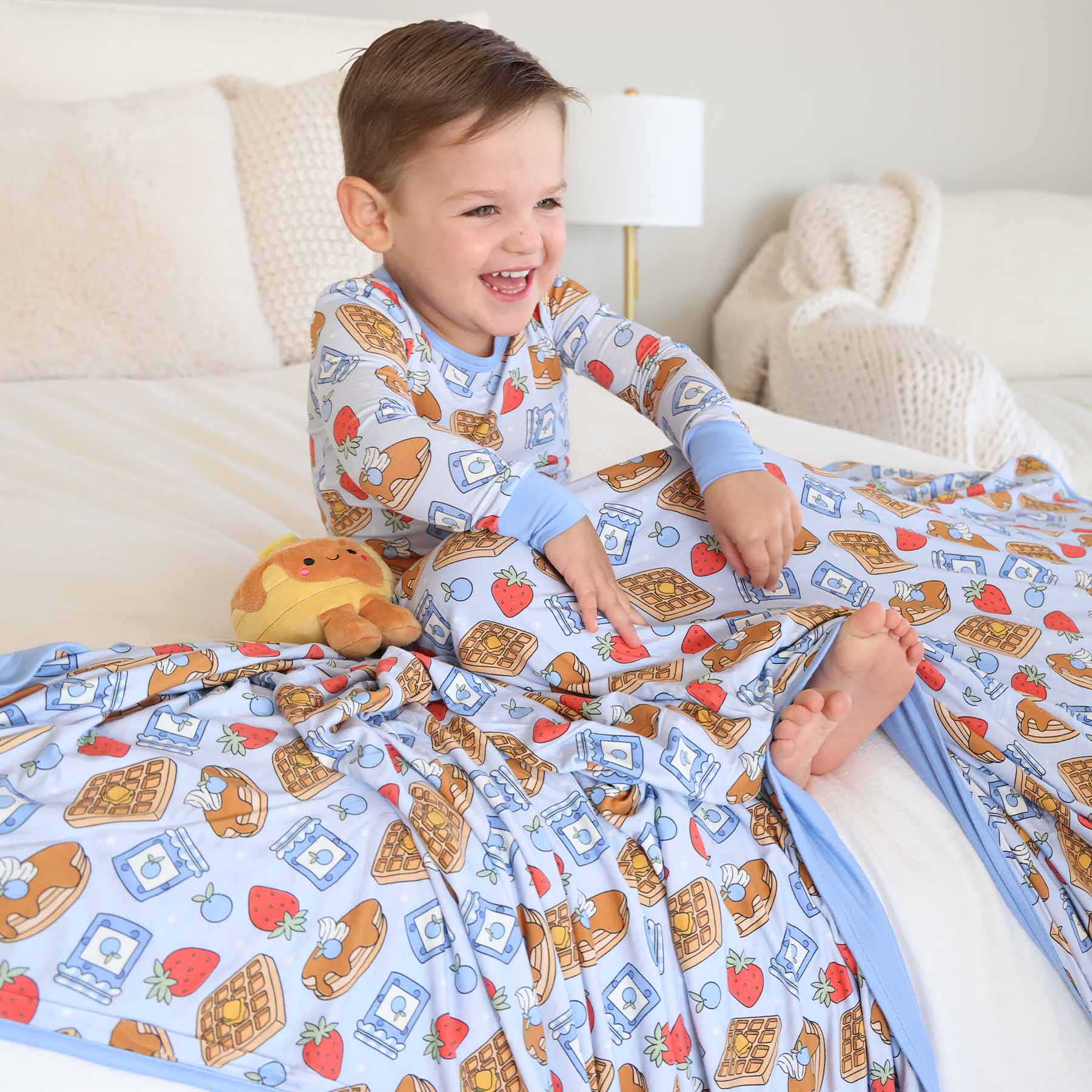 Sweet Stacks Double Sided Bamboo Blanket | Blue - Image 4